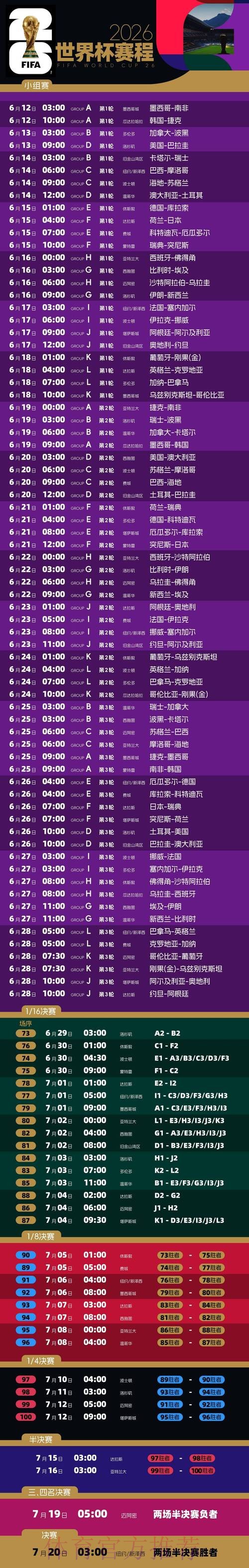 2026世界杯完整赛程实时更新实时赛程免费观看 2026世界杯完整赛程实时更新实时赛程免费观看